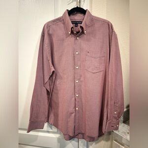 Tommy Hilfiger Men's Burgundy & White  Button-Down Shirt Size M
